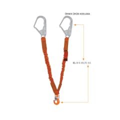 Kaya Safety EL-3 Serisi Çift Kol Şok Emicili Elastik Lanyard