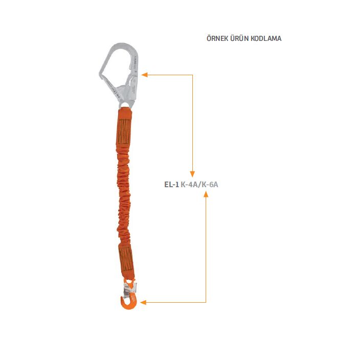 Kaya Safety EL-1 Serisi Tek Kol Şok Emicili Elastik Lanyard