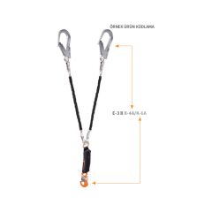 Kaya Safety E-3 B Serisi Çift Kol Şok Emicili Braided Lanyard