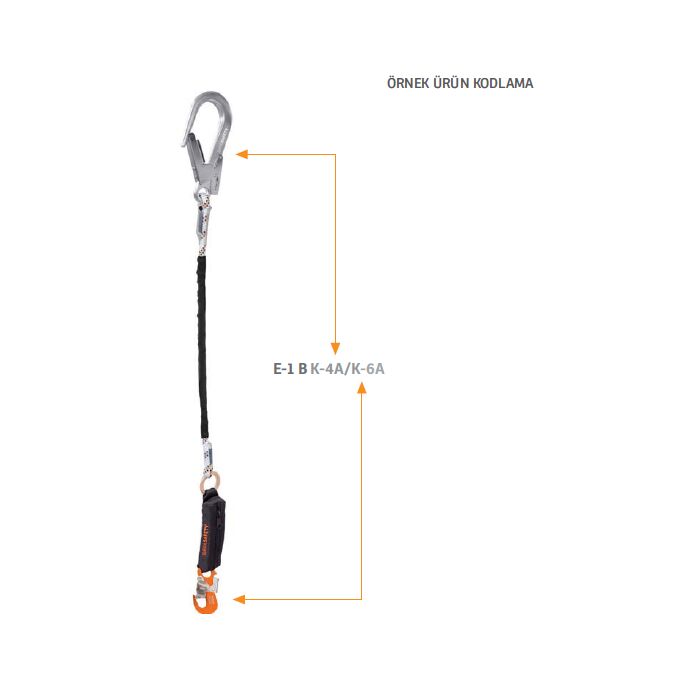 Kaya Safety E-1 B Serisi Tek Kol Şok Emicili Braided Lanyard