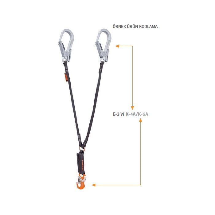 Kaya Safety E-3 W Serisi Çift Kol Şok Emicili Webbing Lanyard